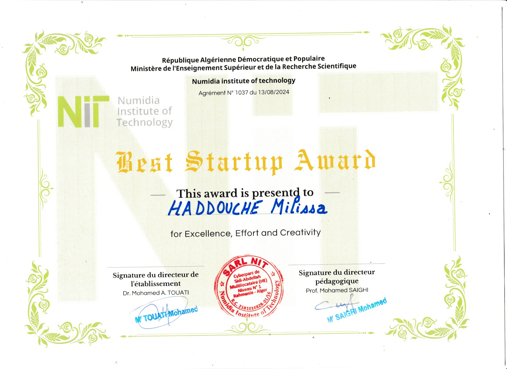 Best Startup Award